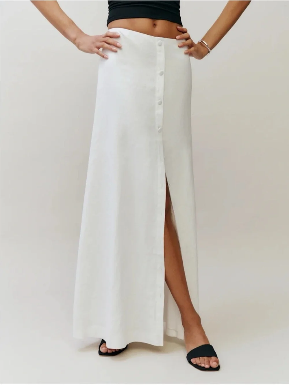 NWT Reformation Andi Linen Maxi Skirt White 2 - Picture 1 of 12